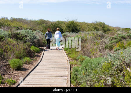 États-unis, Californie, Oso Flaco State Park, qui fait partie d'Oceano Dunes (construite par des véhicules de l'état Zone de loisirs). Sentier de promenade invitant donnent sur Banque D'Images