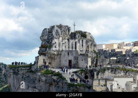 Rock-ancienne église de la Madonna de Idris ou une grotte, Église de Lucia de malve aussi connu sous le nom de St Lucy Matera italie Banque D'Images