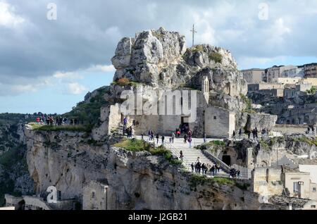 Église de Santa Maria de Idris creusé dans la roche Idris Sassi Matera Italie Basilique Banque D'Images