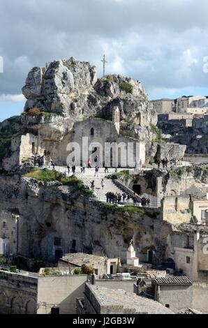 Rock-ancienne église de la Madonna de Idris ou une grotte, Église de Lucia de malve aussi connu sous le nom de St Lucy Matera italie Banque D'Images