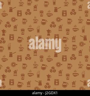 Modèle sans couture Café. Arrière-plan avec des icônes. Illustration de Vecteur