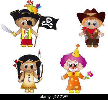 Cow-boy, pirate, clown, Native America Banque D'Images