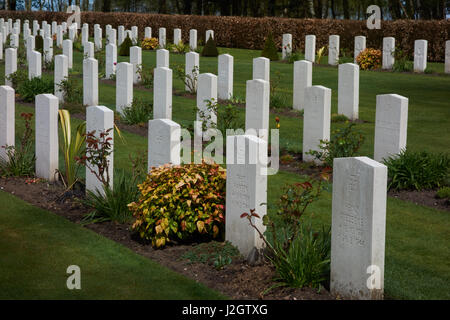 Les pierres tombales dans le cimetière de guerre du Commonwealth Cannock Chase. Le Staffordshire. UK Banque D'Images