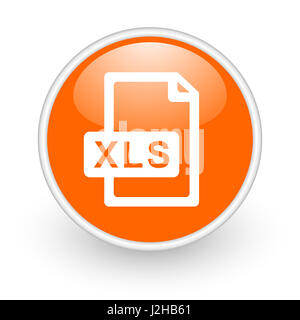 Fichier xls design moderne orange brillant icône web sur fond blanc. Banque D'Images