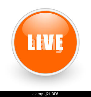 Vivre un design moderne orange brillant icône web sur fond blanc. Banque D'Images