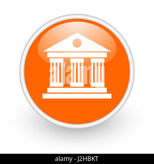 Design moderne Musée orange brillant icône web sur fond blanc. Banque D'Images