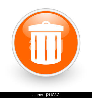 Recycler un design moderne orange brillant icône web sur fond blanc. Banque D'Images