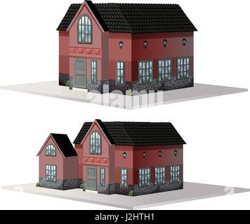 Deux styles de maisons de couleur brune illustration Illustration de Vecteur
