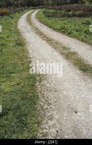 Piste Cornish menant à la distance. Métaphore nombreuses paroles sur les routes. Restez sur la bonne voie / métaphore de la voie droite, longue route en avant, extrémités de route Banque D'Images