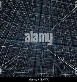 Matrice grille indiquant l'espace 3D, mais l'évocation de l'espace 4d. L'oeuvre de l'ordinateur. Banque D'Images