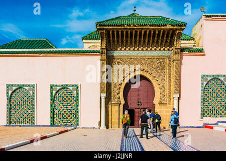 Le mausolée de Moulay Ismail. Meknès, Maroc, Afrique du Nord Banque D'Images