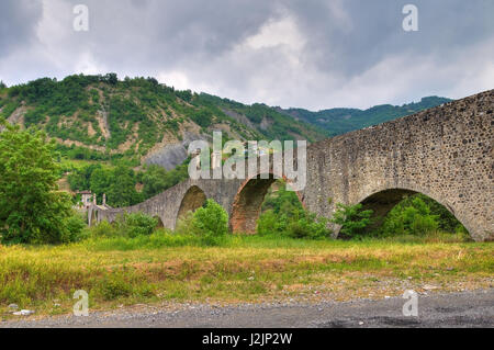 Pont bossu. Bobbio. Emilia-Romagna. L'Italie. Banque D'Images