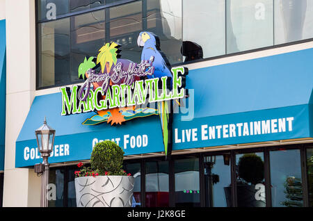 Las Vegas, USA - 7 mai 2014 : Gros plan du restaurant Margaritaville et des spectacles sur la réglette Banque D'Images