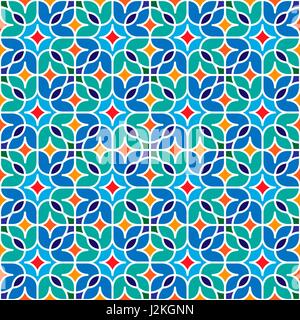 Arrière-plan de la mosaïque florale colorée de style marocain. Seamless Vector motif répétitif. Illustration de Vecteur