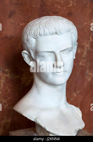 Caligula. En tête de l'Empereur Caius Julius Caesar Augustus Germanicus (AD12-AD 41), c. AD39-40 Banque D'Images