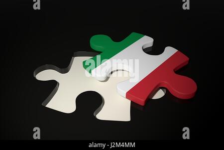 Drapeau Italien morceau de puzzle - Pavillon de l'Italie. 3D render Banque D'Images