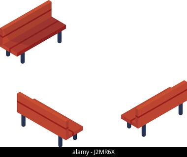 Des bancs de parc isométrique ou l'icône de l'objet - l'élément pour le Web, le tileset Site, la conception de paysage, l'architecture urbaine Illustration de Vecteur