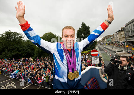 -Parade olympique à Édimbourg pour célébrer le succès de l'athlète local aux Jeux olympiques de Londres de cette année. Monsieur Banque D'Images