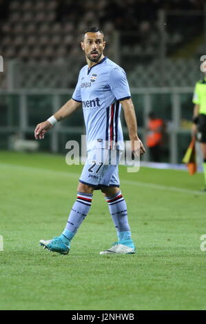 Turin, Italie. Apr 29, 2017. Fabio Quagliarella (Sampdoria) au cours de la serie d'un match de football entre Torino FC et la Sampdoria au stade olympique Grande Torino le 29 avril 2017 à Turin, Italie. Credit : Massimiliano Ferraro/Alamy Live News Banque D'Images