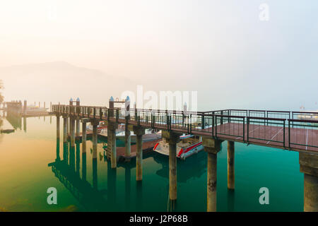 Paysage de Sun Moon Lake pier, Taichung, Taiwan Banque D'Images