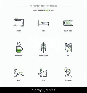 Jeu d’icônes de sommeil Illustration de Vecteur