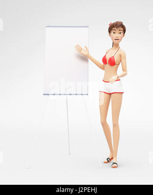 Produit Flip-Chart immersive, avec Coaching Conseil Vierge Jenny - Dessins animés en 3D personnage féminin en maillot Banque D'Images