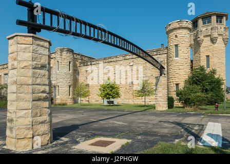 La porte d'entrée pour le pénitencier de Joliet situé sur la route 66 en Illinois. Banque D'Images