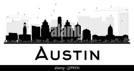 Austin City skyline silhouette noir et blanc. Vector illustration. Concept simple pour le tourisme présentation, bannière, un placard ou un site web. Illustration de Vecteur