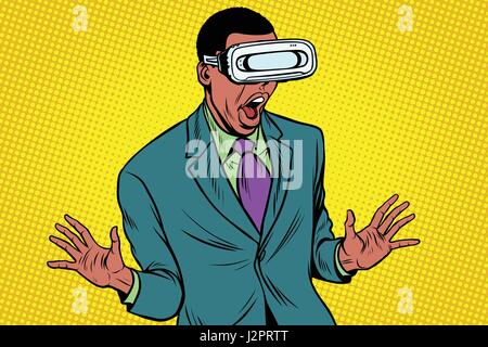 Choqué African American dans lunettes VR Illustration de Vecteur