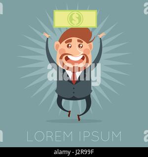 Happy businessman et son argent Illustration de Vecteur