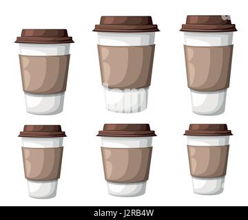 Icône représentant une tasse de café en papier isolé sur fond. Tasse à café en plastique avec du café chaud dans un style plat vector illustration Illustration de Vecteur