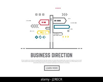 Le choix d'orientation concept. Télévision ligne vectorielle routière style illustration d'orientation. Les lignes et les flèches de navigation. Route chemin enseignes sur poteau. Crossroa Illustration de Vecteur