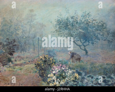Alfred Sisley. La peinture intitulée "Le Brouillard, Voisins par Alfred Sisley (1839-1899), huile sur toile, 1874 Banque D'Images