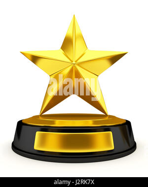 Golden Star trophy isolé sur blanc - 3D render Banque D'Images