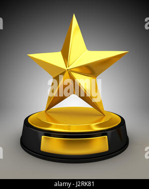 Golden Star - Trophée 3D render Banque D'Images