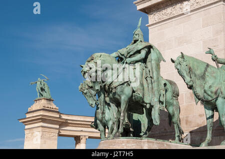 BUDAPEST, HONGRIE - le 22 février 2016 : Monument du millénaire sur la Place des Héros ou Hosok tere est l'une des principales places de Budapest, Hongrie. Banque D'Images