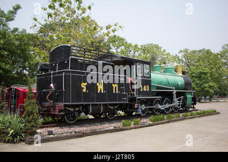 CHIANG MAI, THAÏLANDE - 25 avril 2017 : vieille locomotive à vapeur no340 du chemin de fer de l'état de la Thaïlande. Photo à la gare de Chiangmai. Banque D'Images