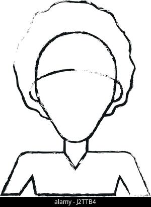 Caricature silhouette floue la moitié sans visage Corps Cheveux femme avec Illustration de Vecteur