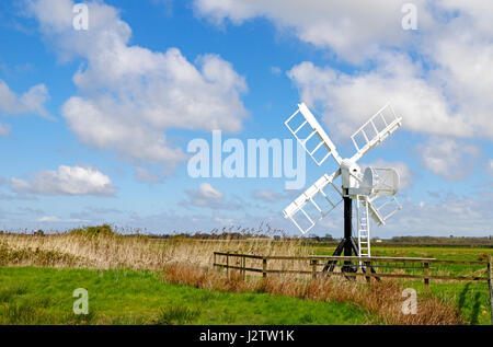 Vue d'une pompe éolienne Drainage Palmer's sur les Norfolk Broads à Upton, Norfolk, Angleterre, Royaume-Uni. Banque D'Images