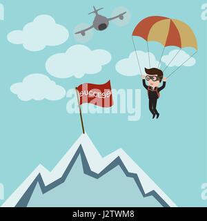 Parachutisme à succès d'affaires, vector Illustration de Vecteur