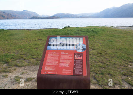 Information board à Lough Hyne, près de Baltimore, comté de Cork, Irlande, République d'Irlande Banque D'Images