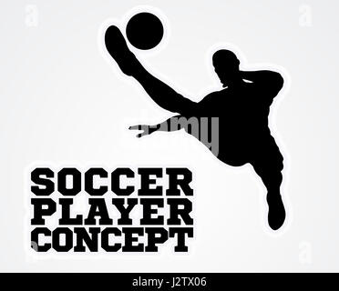 Une illustration d'un joueur de soccer silhouette Kicking the ball football Banque D'Images