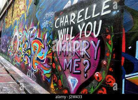 Street Art urbain autour de Hosier Lane et AC/DC Lane, Melbourne, Victoria, Australie le 11 mai 2016 Photo de Keith Mayhew Banque D'Images