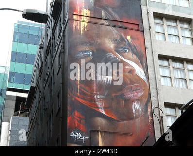 Street Art urbain autour de Hosier Lane et AC/DC Lane, Melbourne, Victoria, Australie le 11 mai 2016 Photo de Keith Mayhew Banque D'Images