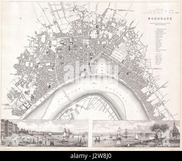 1832 S.D.U.K. Carte de Bordeaux, France - Geographicus - Bordeaux-SDUK-1832 Banque D'Images