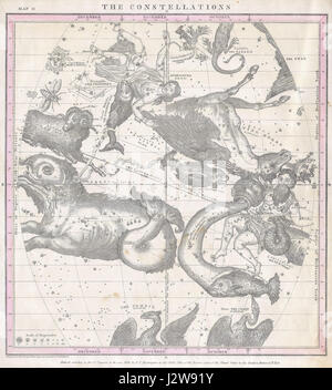 Burritt 1856 - Carte de la Huntington Constellations ou étoile en Octobre, Novembre et décembre - Geographicus - DecNovOct-burritt-1856 Banque D'Images