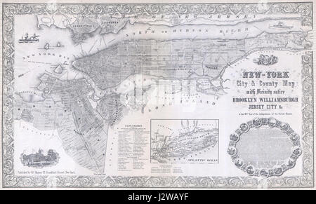 1855 Magnus Plan de New York et de Brooklyn - Geographicus - NewYorkCity-magnus-1855 Banque D'Images