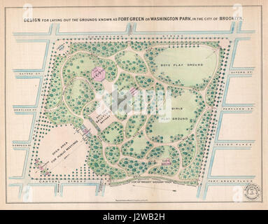 1868 Vaux et Olmstead Plan de Fort Greene Park, Brooklyn, New York - Geographicus - FortGreenPark-évêque-1868 Banque D'Images