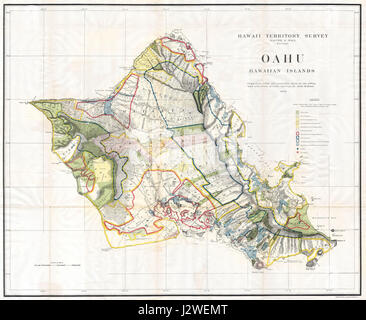 1902 Land Office Carte de l'île d'Oahu, Hawaii ( Honolulu ) - Geographicus - OhauHawaii-lo-1902 Banque D'Images