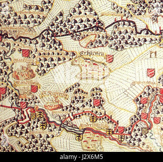 Le *Alte Karte Erbstetten* est une carte ancienne qui montre la configuration géographique de la région d'Erbstetten. Il s'agit d'un document historique offrant un aperçu de la géographie régionale et des schémas de peuplement. Banque D'Images